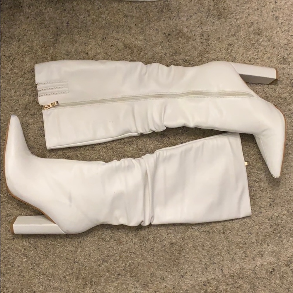 White Knee High Cowgirl Boots